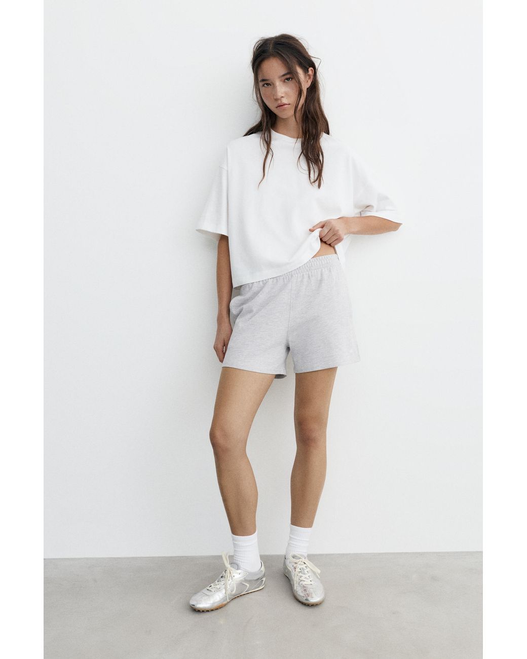 Pull&Bear White Sports Shorts With Side Stripes