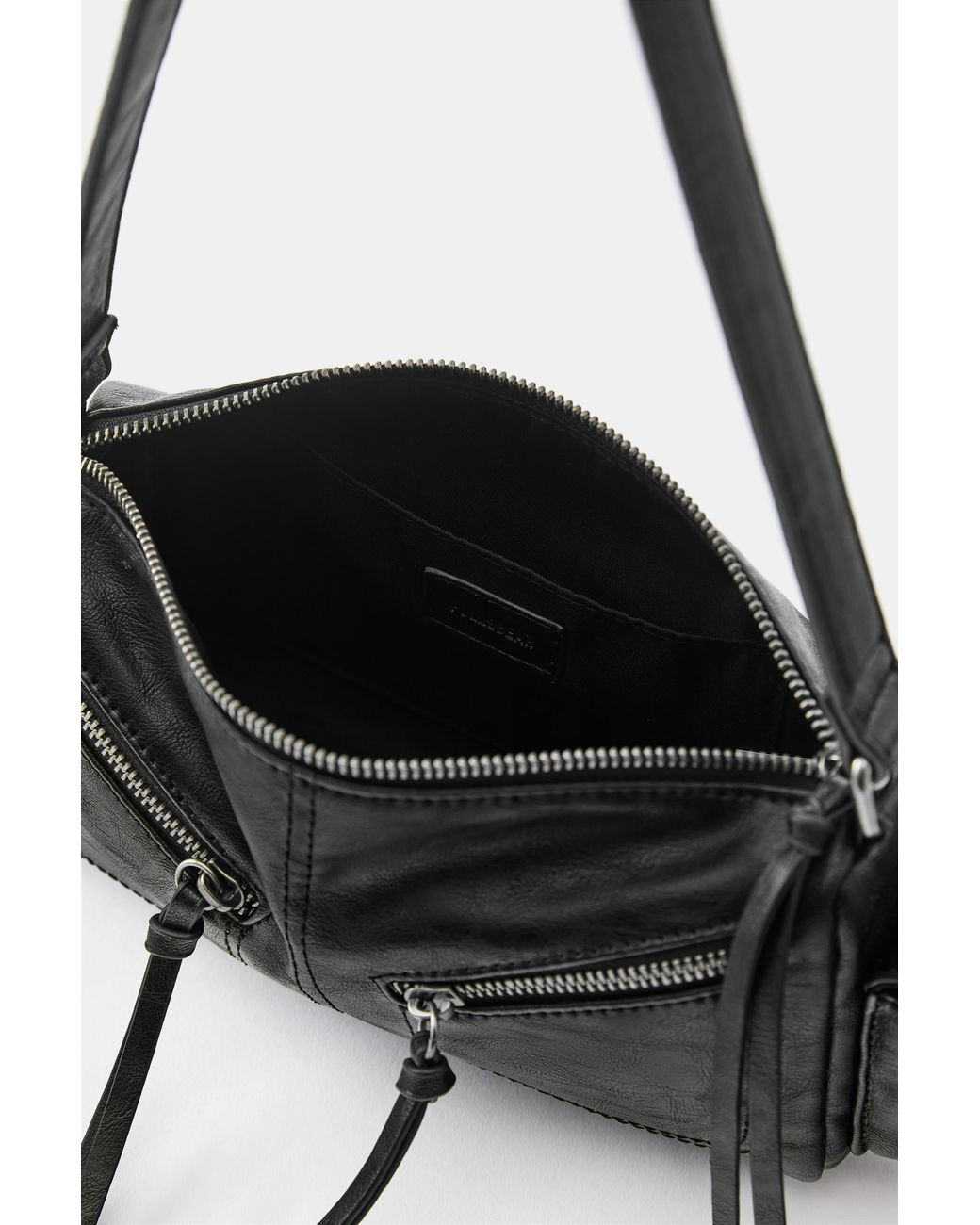 Pull&Bear Black Multipocket Shoulder Bag With Zips
