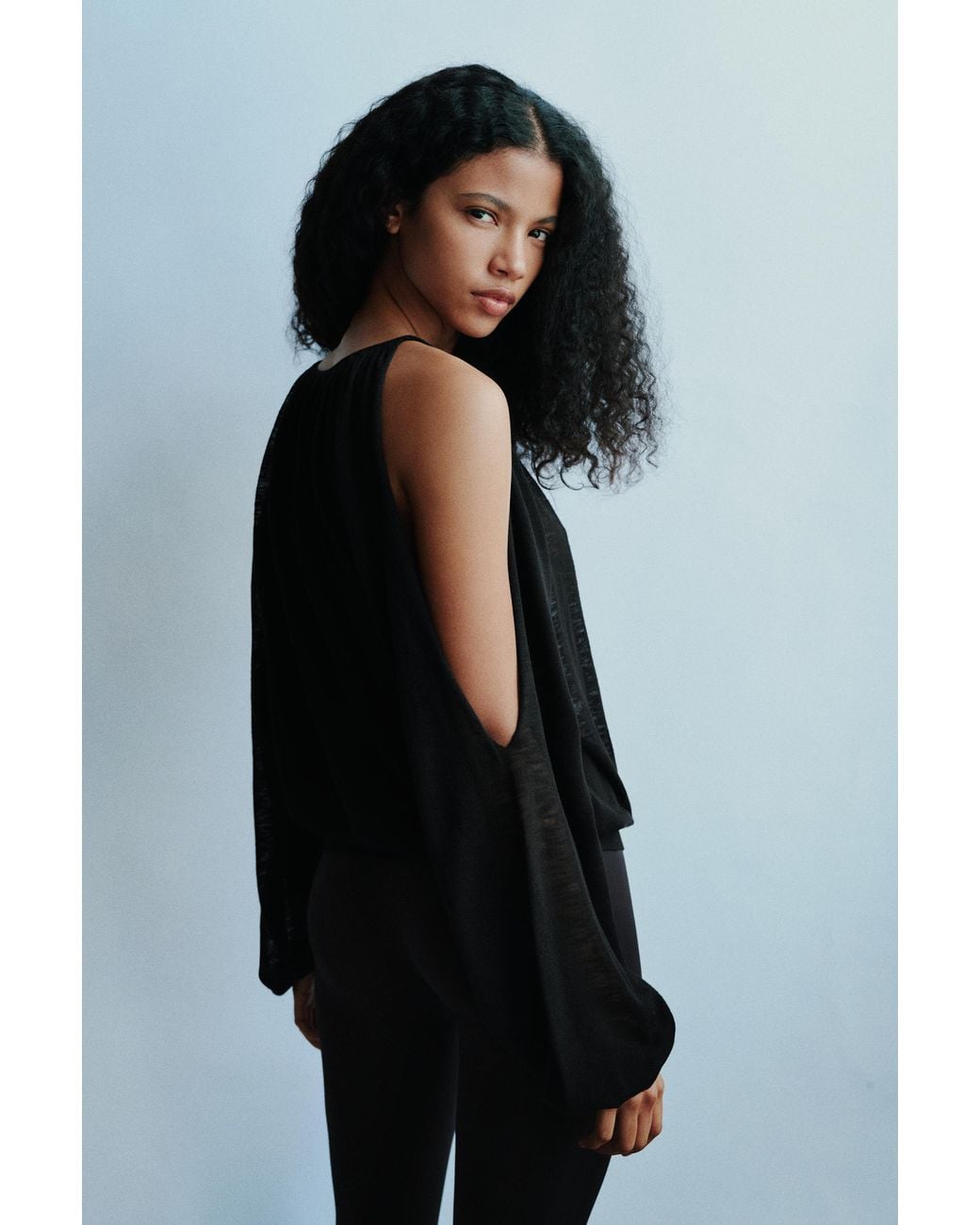 Pull&Bear Black Fine Knit Cut-Out Top