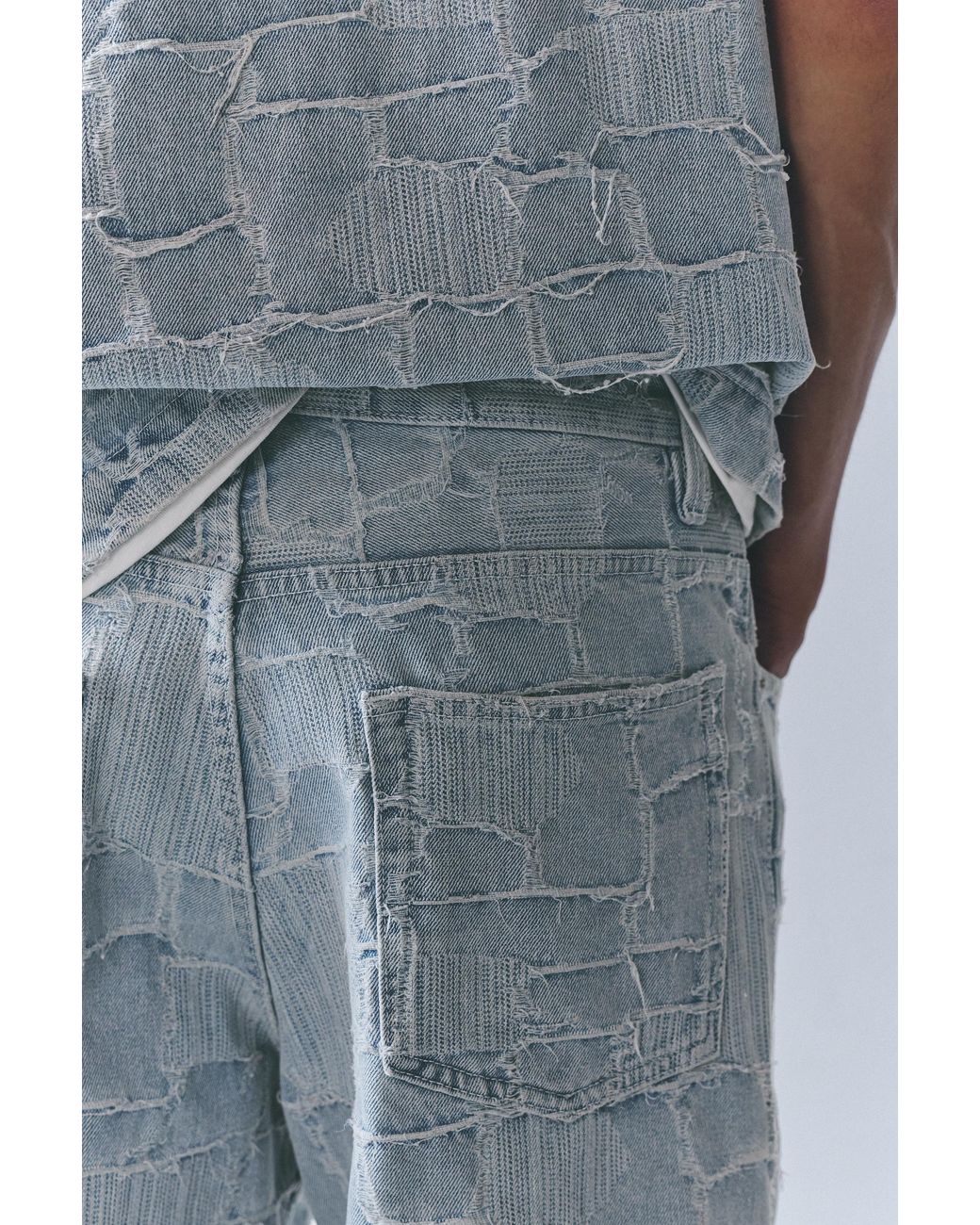 Pull&Bear Jacquard Denim Bermuda in het Blue voor heren