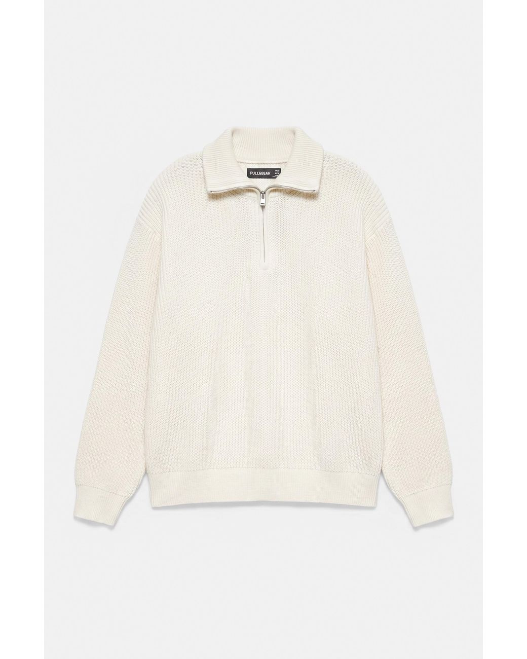 Pull&Bear White Quarter-Zip Jumper for men