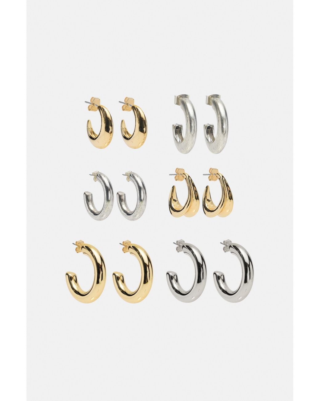 Pull&Bear White 6-Pack Of Hoop Earrings