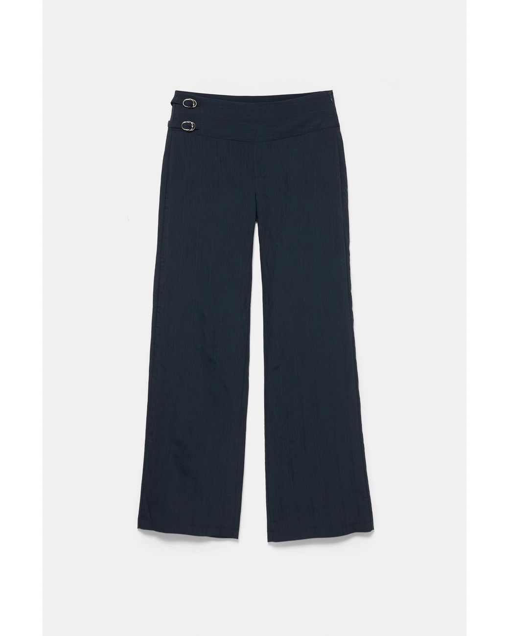 Pull&Bear Blue Buckle-Detail Trousers