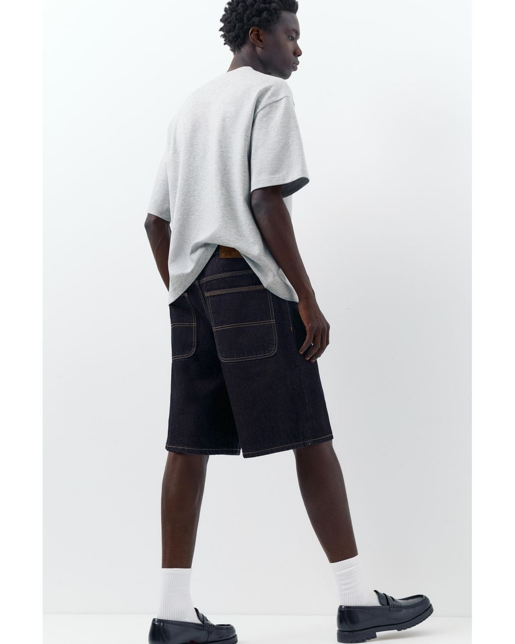Pull&Bear Blue Baggy Relaxed Fit Denim Bermuda Shorts for men