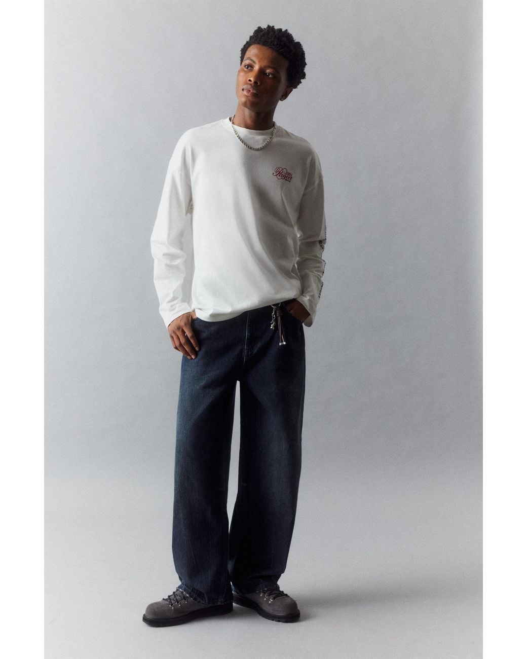 Pull&Bear Gray Relaxed Fit Graphic T-Shirt for men