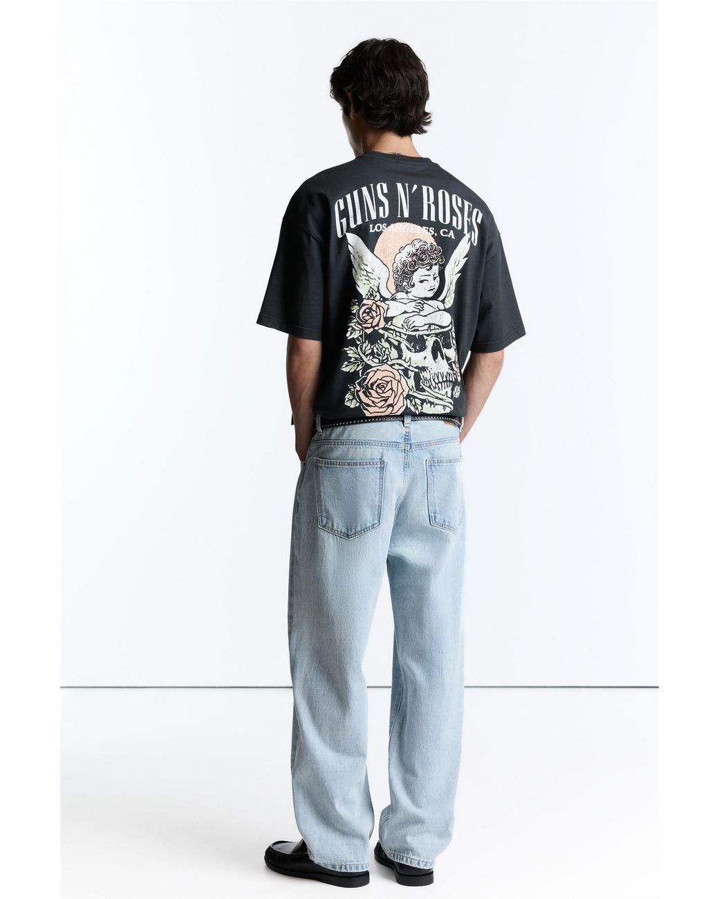 Pull&Bear Black Relaxed Fit Guns N' Roses T-Shirt for men