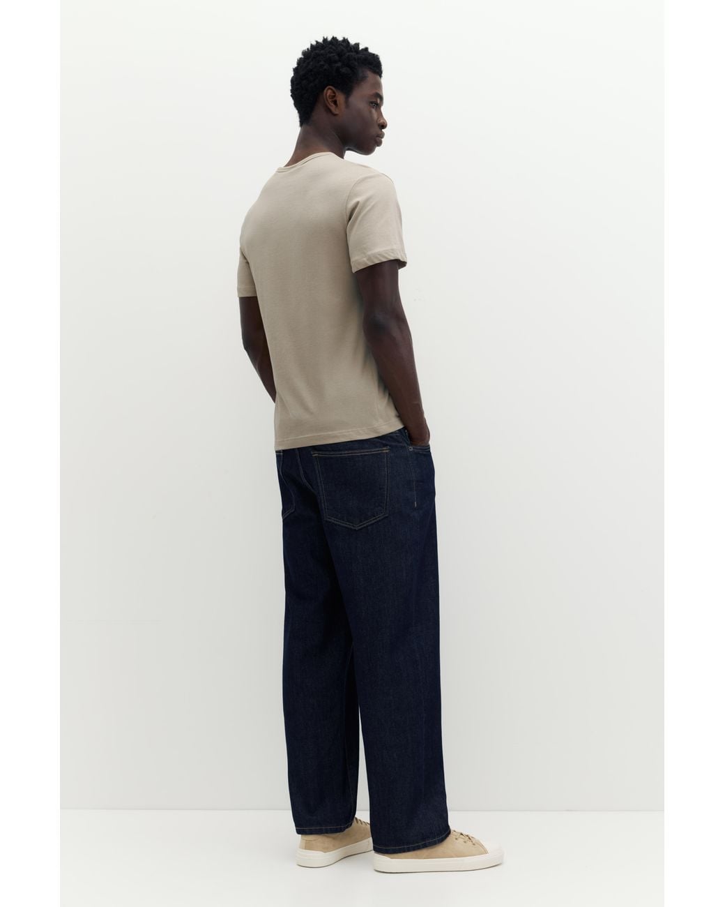 Pull&Bear Basic Slim Fit T-Shirt in het Natural voor heren