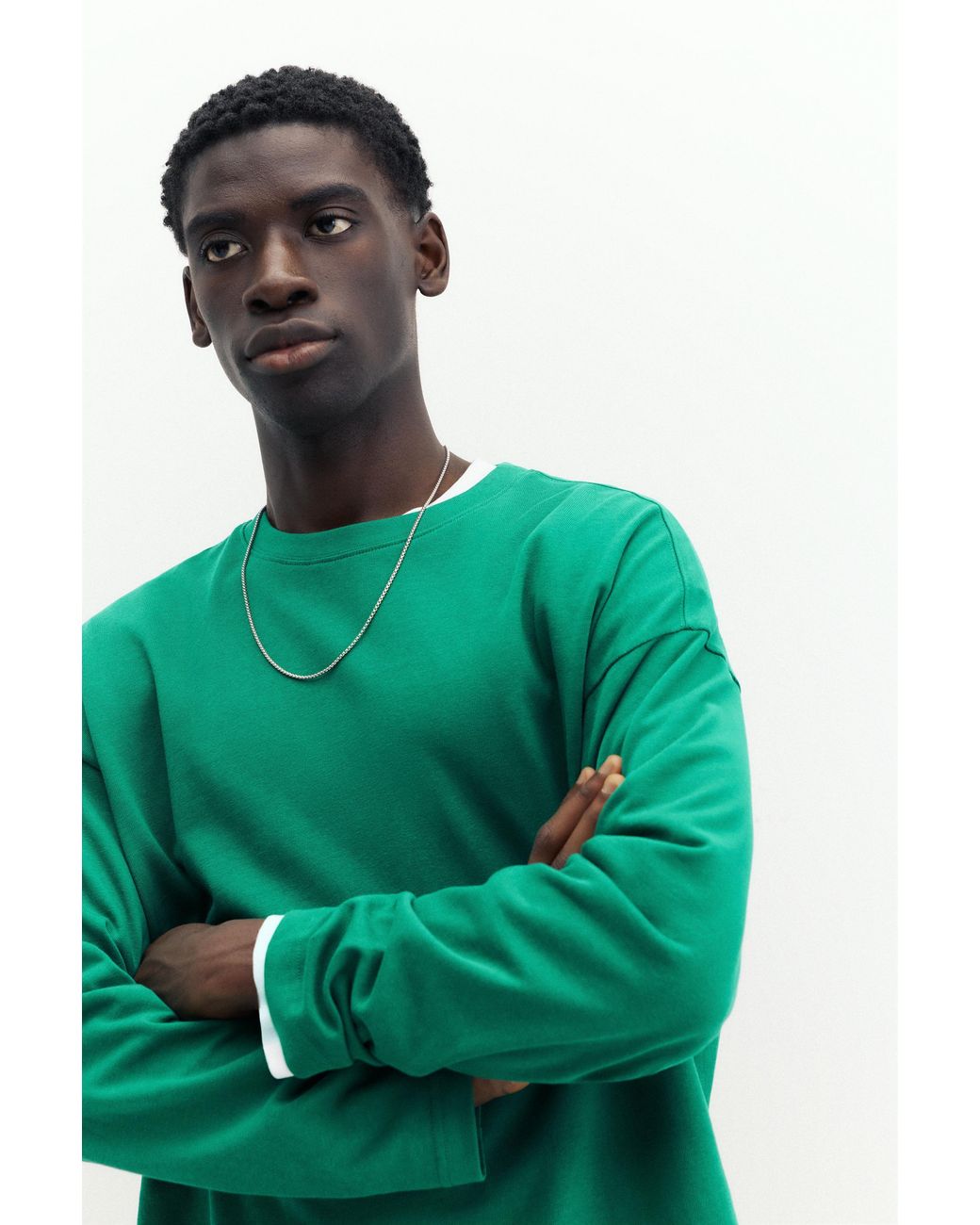 Pull&Bear Green Heavy Weight Relaxed Fit T-Shirt for men