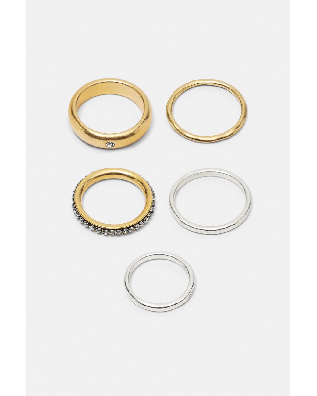 Pull&Bear Natural 5-Pack Of Shimmery Rings