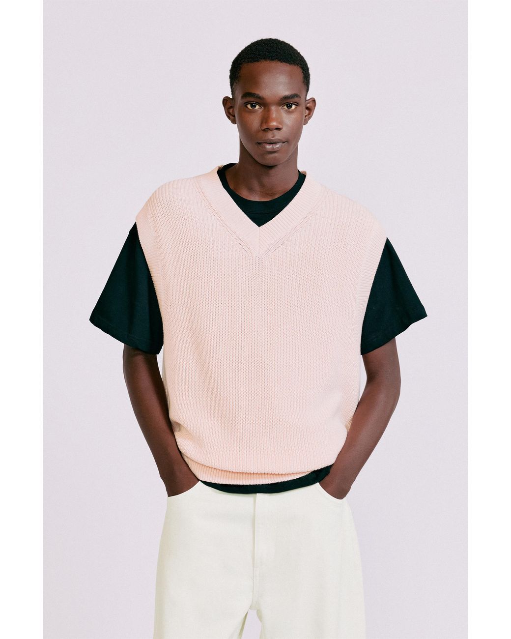 Pull&Bear Gray Knit Vest for men