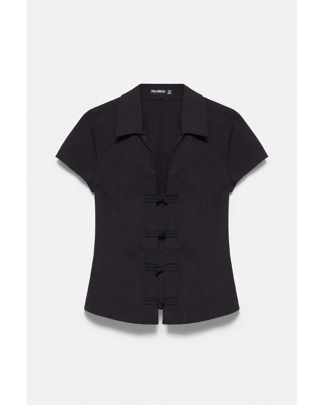 Pull&Bear Black Polka Dot Fireman Clasp Shirt
