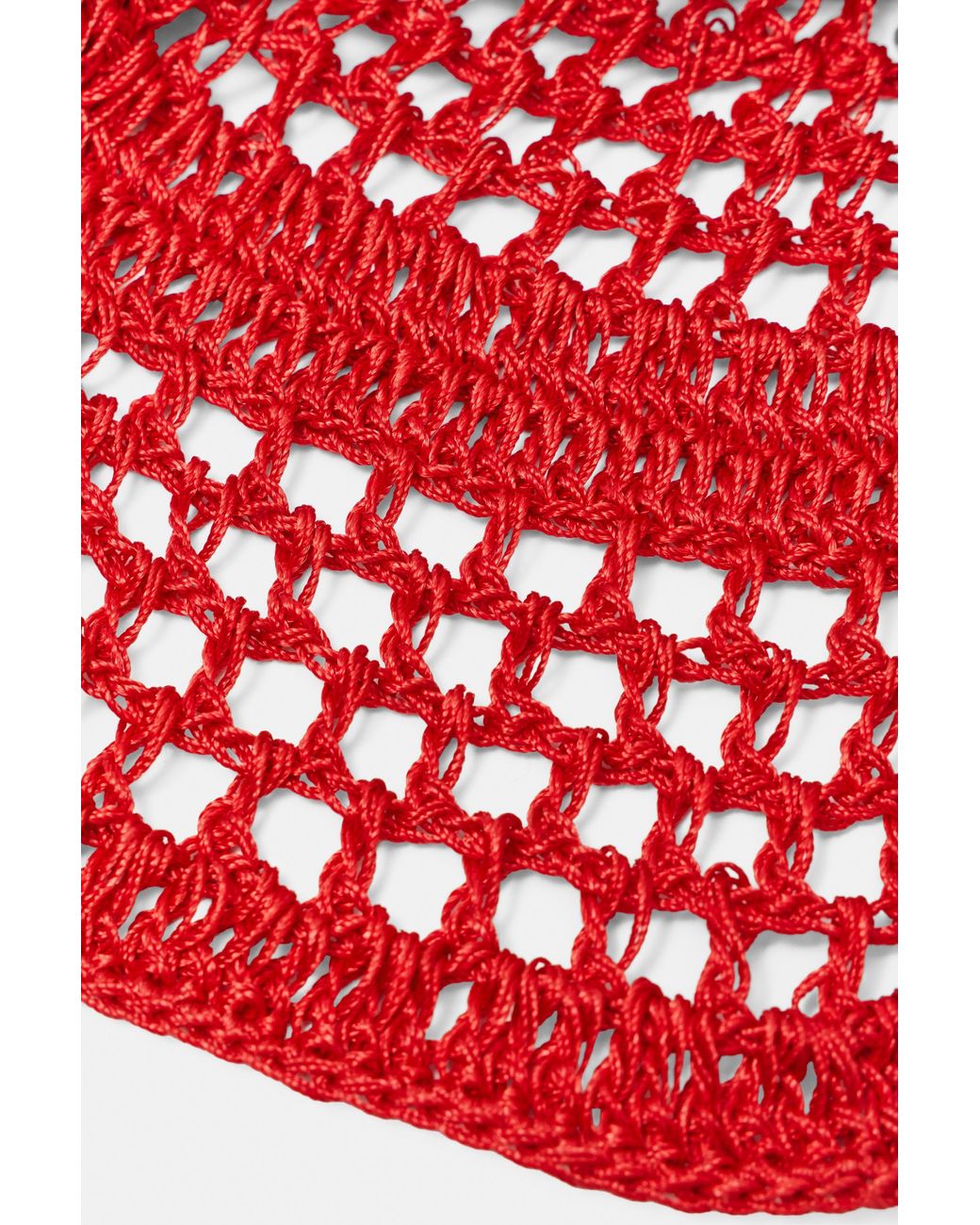 Pull&Bear Red Crochet Pillbox Hat