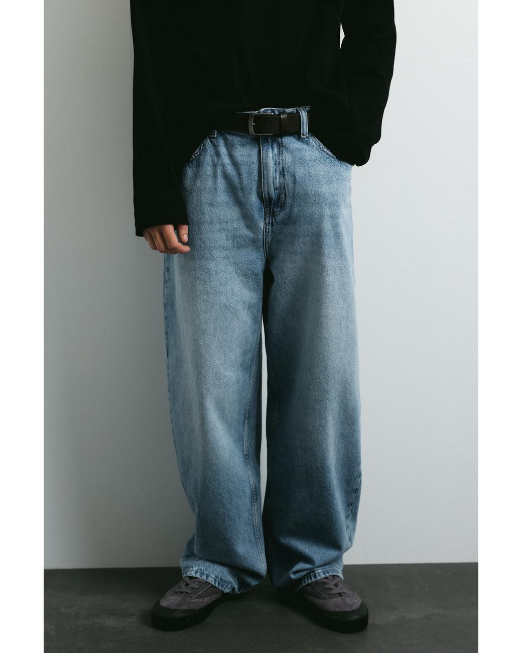 Pull&Bear Blue Relaxed Baggy Jeans for men