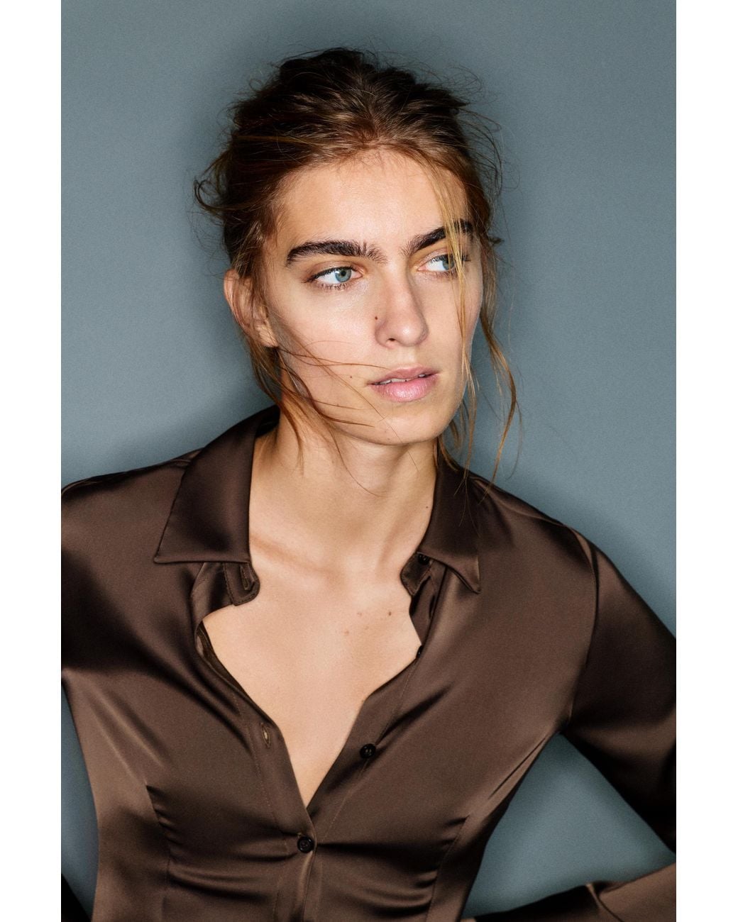 Pull&Bear Blue Fitted Satin Shirt