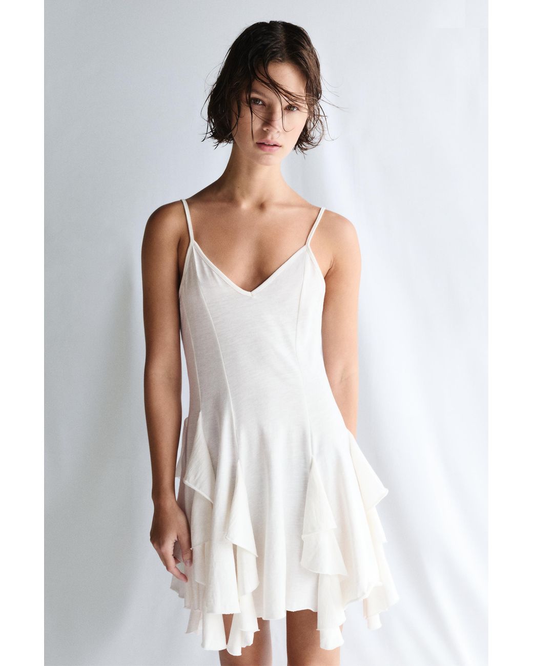 Pull&Bear White Strappy Flared Mini Dress