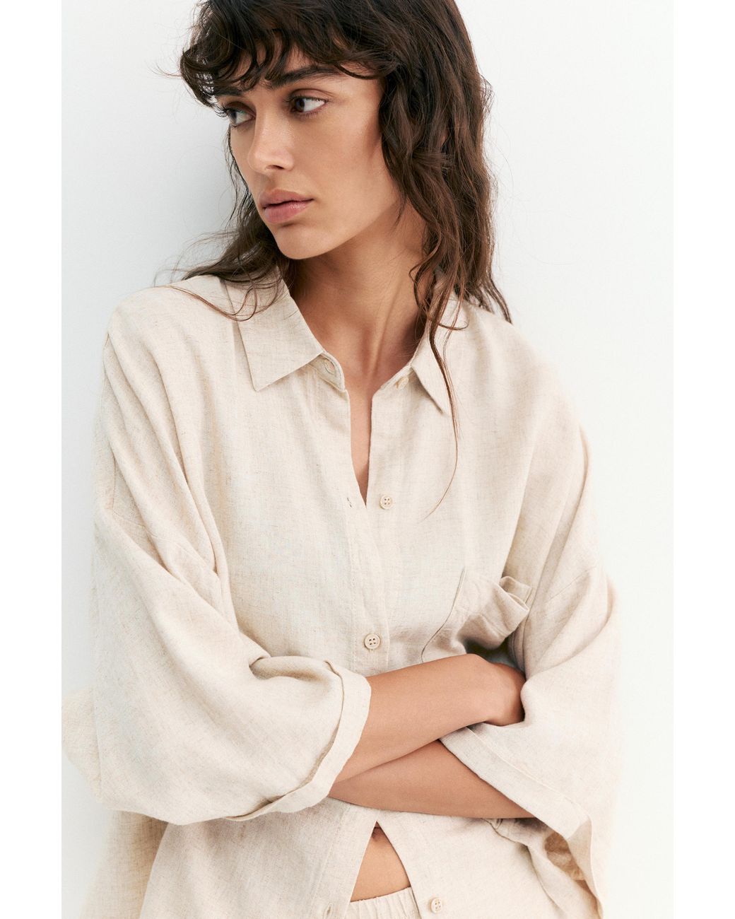 Pull&Bear Multicolor Linen Blend Shirt