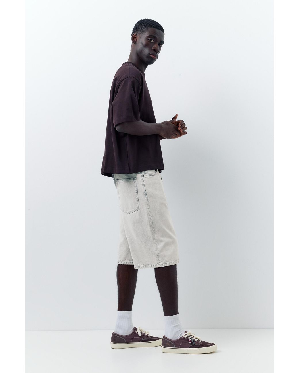 Pull&Bear Blue Skater Denim Bermuda Shorts for men