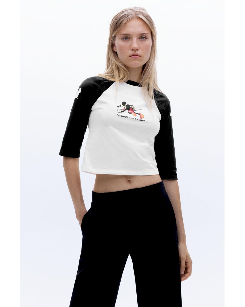 Pull&Bear White Disney X F1 Graphic Raglan T-Shirt