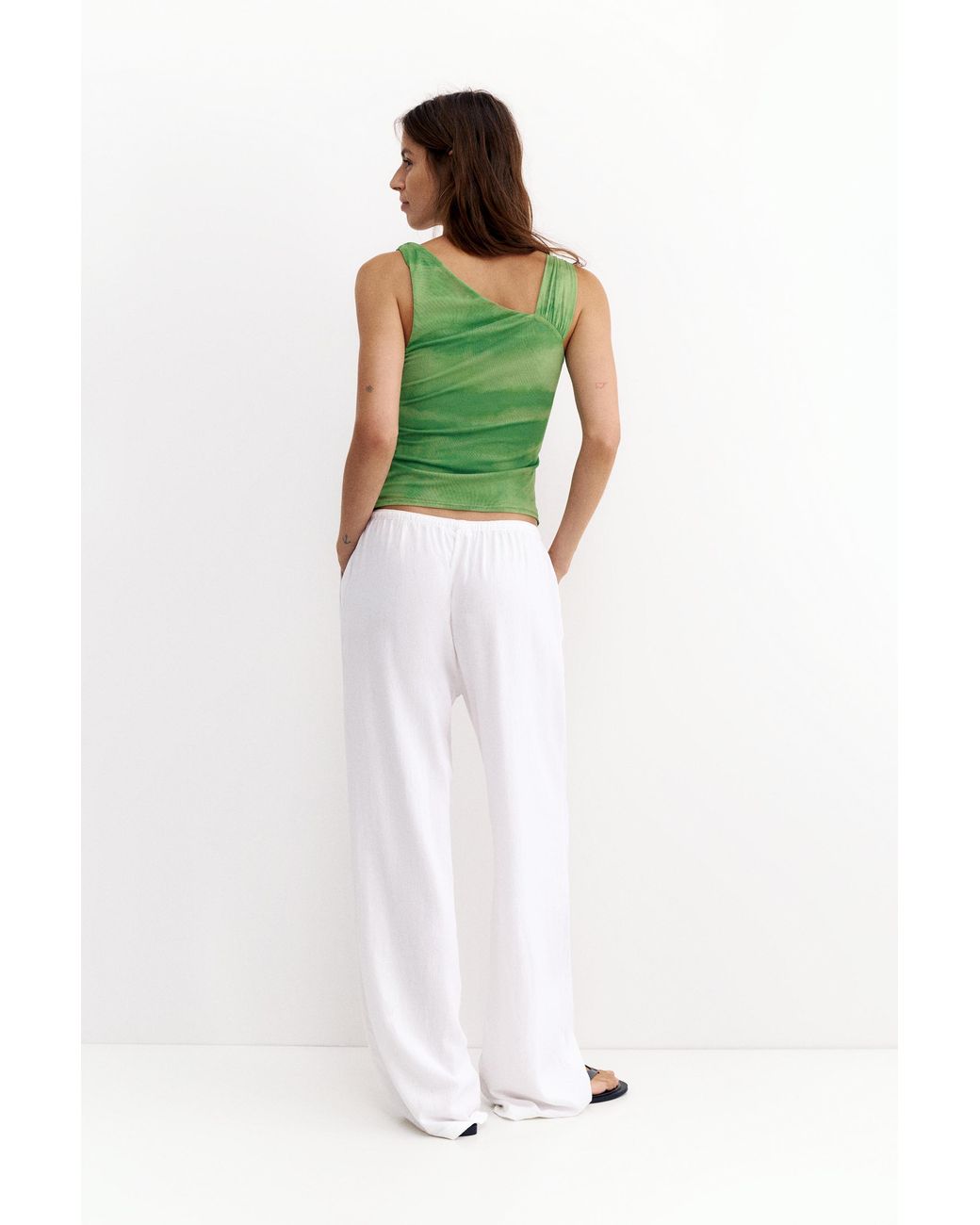 Pull&Bear Green Draped Asymmetric Top