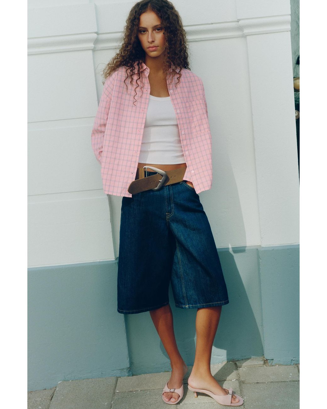 Pull&Bear Pink Check Pocket Shirt