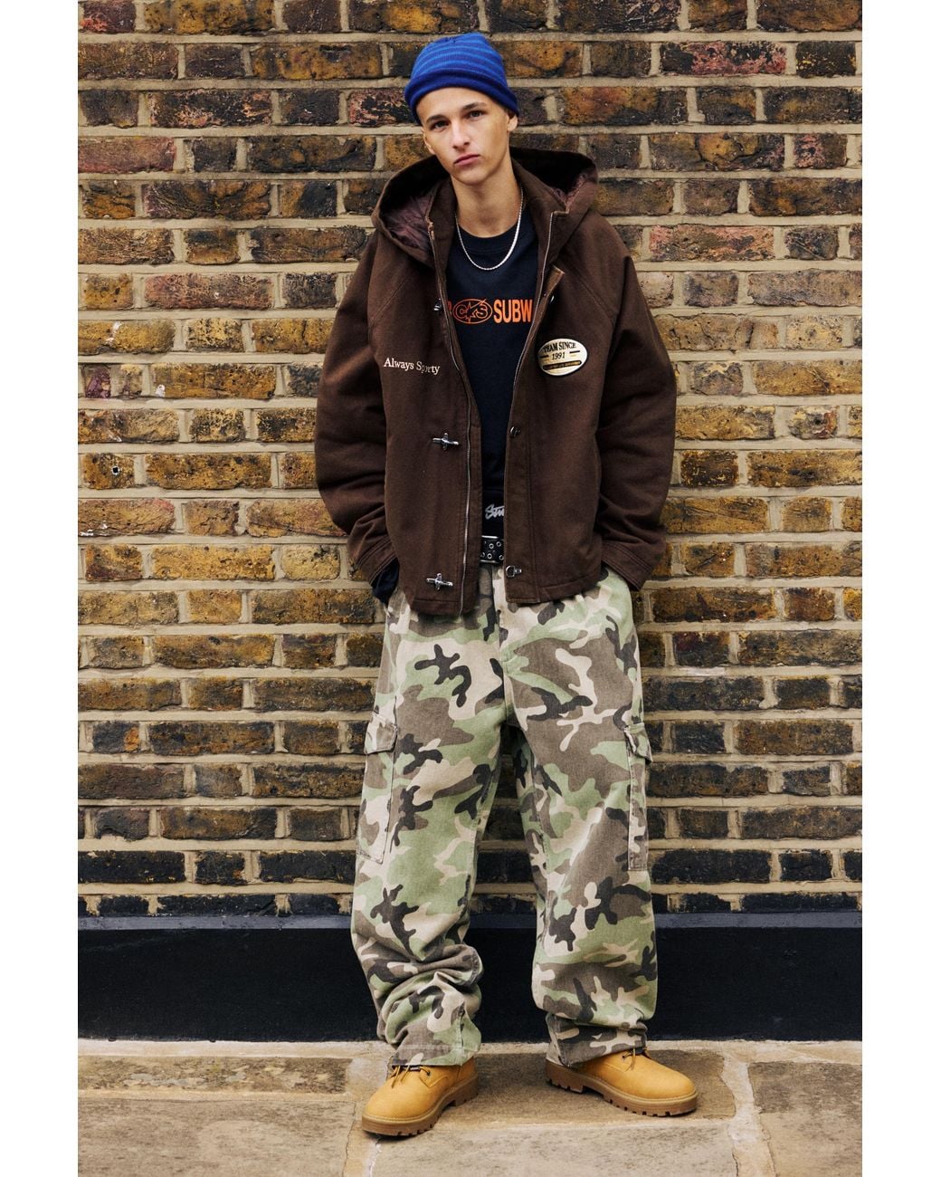 Pull&Bear Brown Jacket With Hood And Fireman Clasp for men