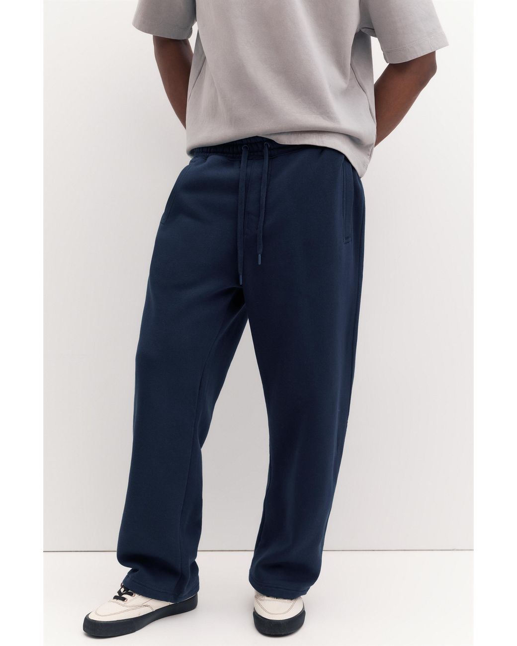Pull&Bear Basic Baggy Joggingbroek in het Blue voor heren