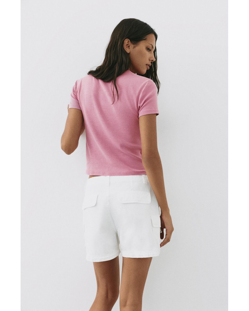 Pull&Bear Pink Crackled Text Graphic T-Shirt