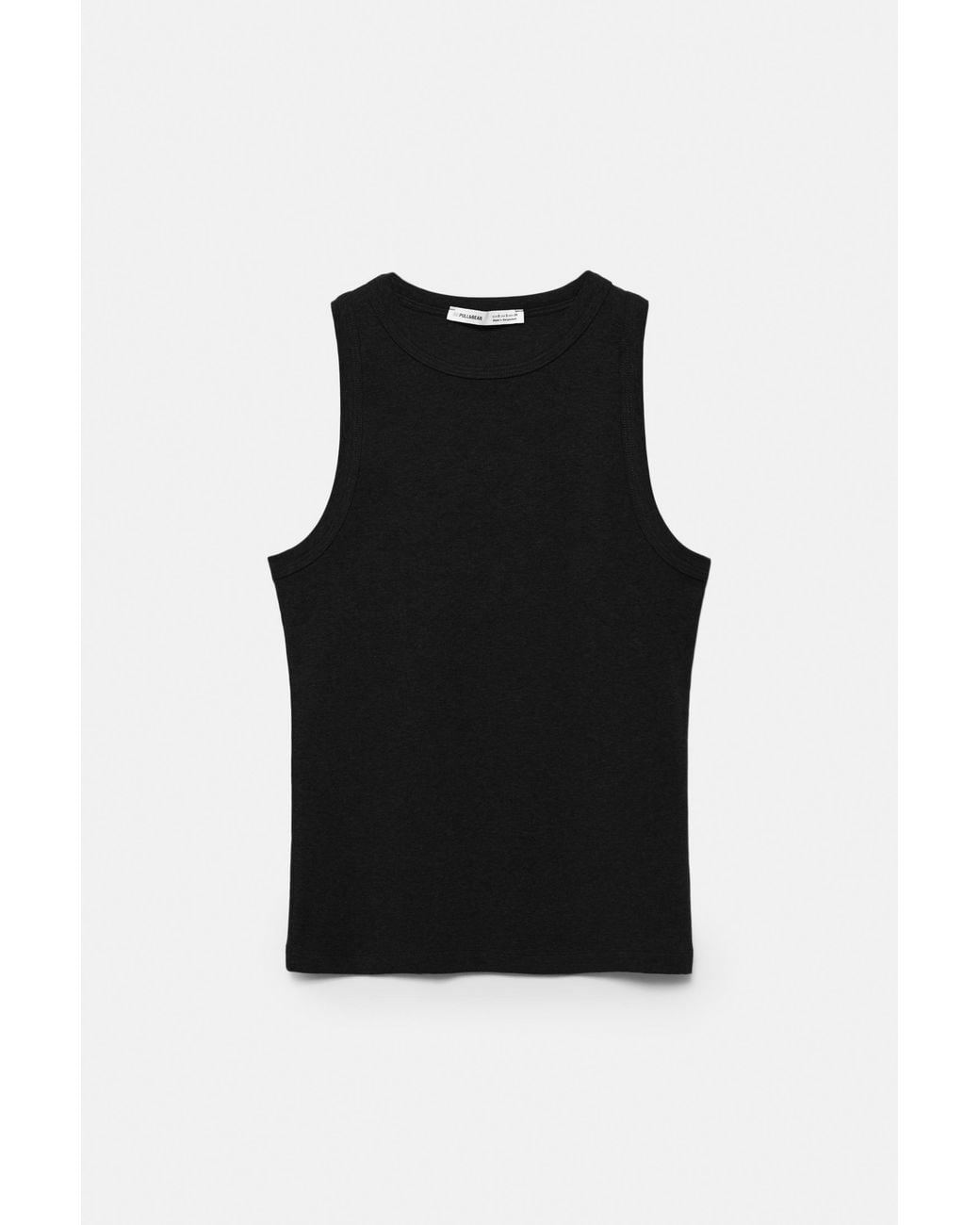 Pull&Bear Black Round Neck Tank Top