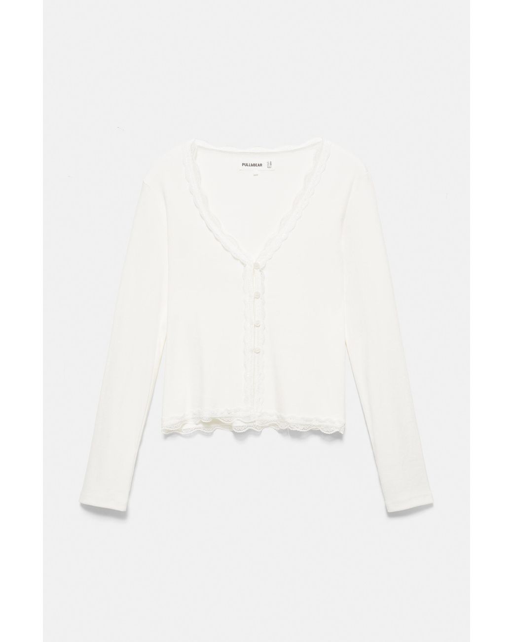 Pull&Bear Gray Buttoned Lace T-Shirt