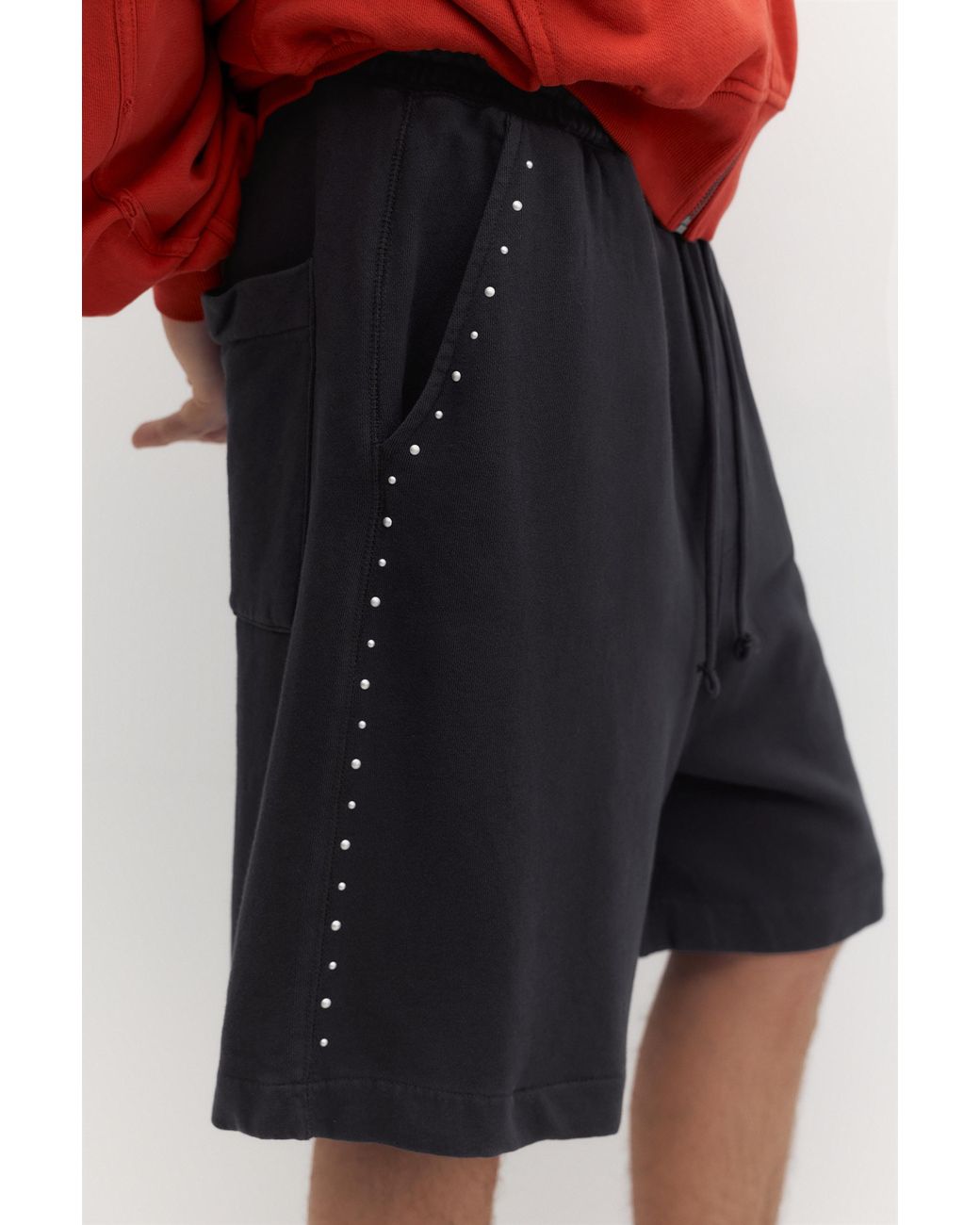 Pull&Bear Red Studded Bermuda Sweat Shorts for men