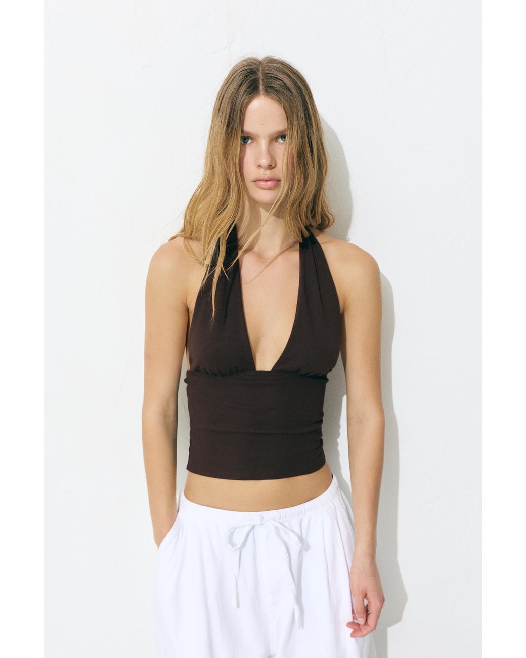 Pull&Bear Brown Halter Top