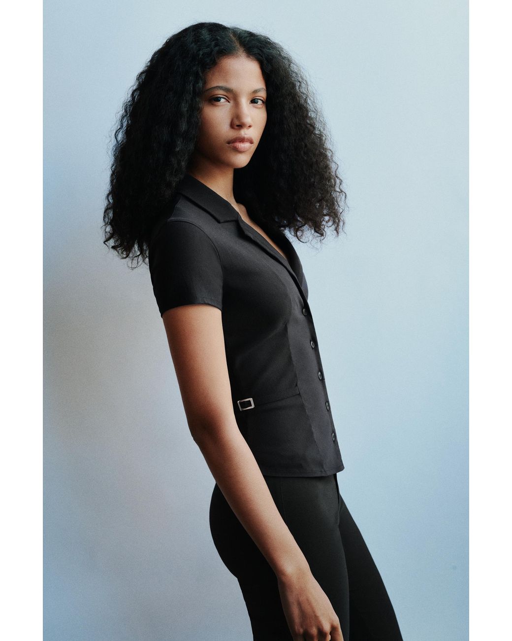 Pull&Bear Black Short Sleeve Fitted Shirt