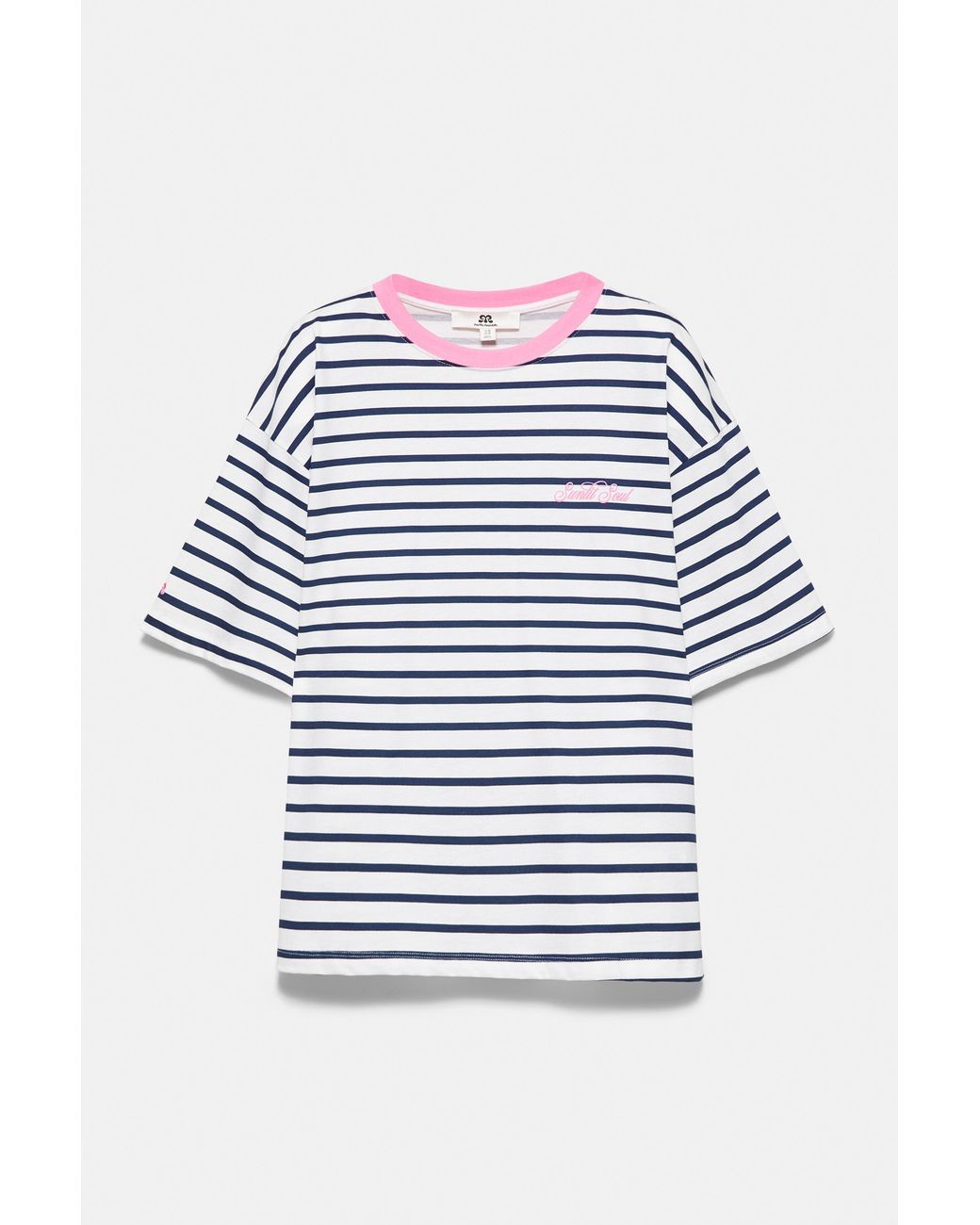 Pull&Bear Blue Oversize Striped T-Shirt
