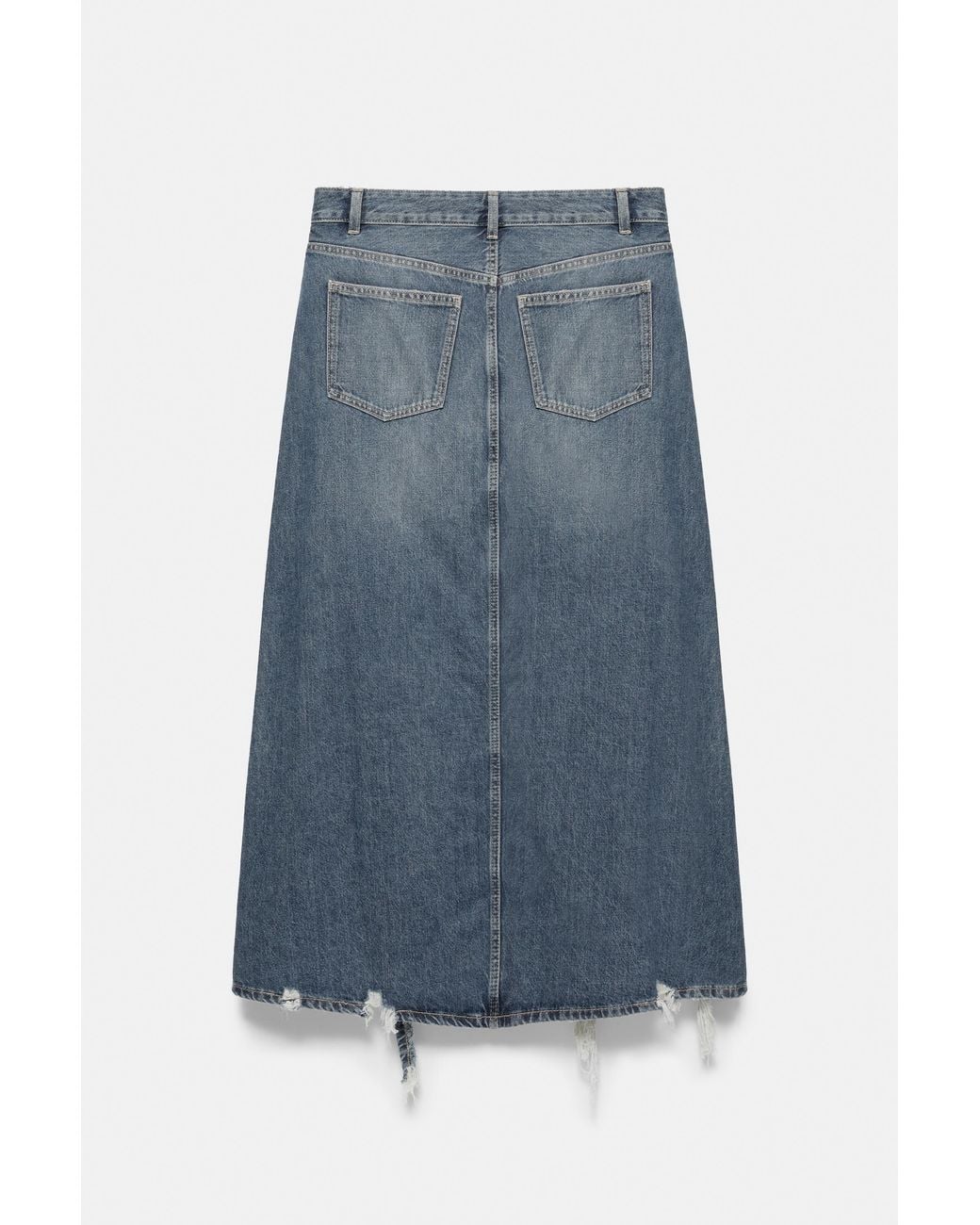 Gonna Lunga Denim Strappata di Pull&Bear in Black