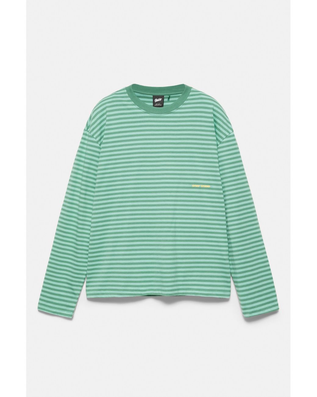 Pull&Bear Green Striped Stwd T-Shirt for men