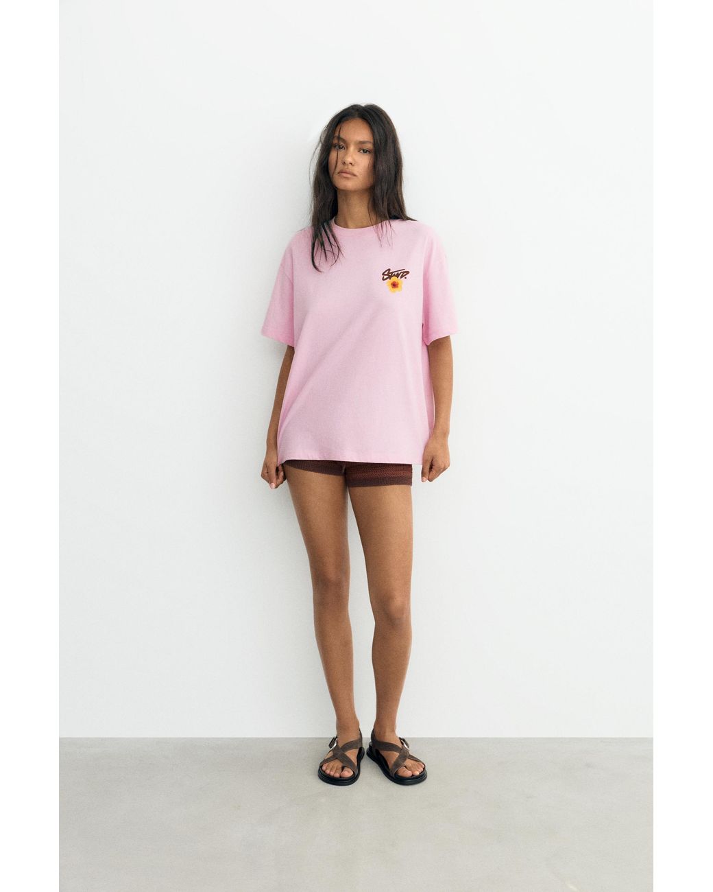 Pull&Bear Blue Stwd Flower T-Shirt