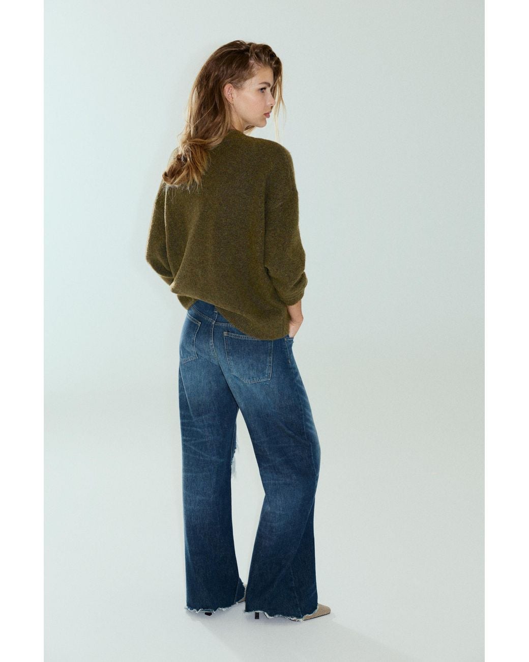 Pullover Boxy Con Scollo A V di Pull&Bear in Green