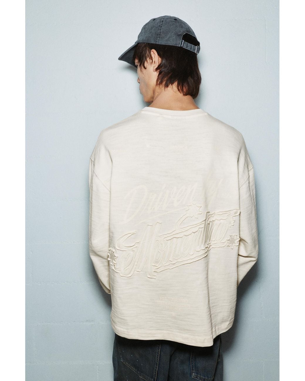 Pull&Bear White Stwd Long Sleeve T-Shirt for men