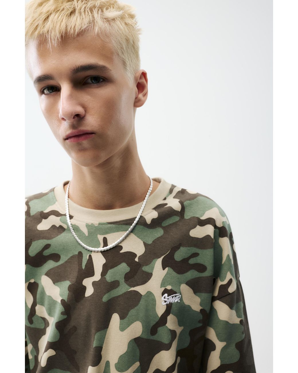 Pull&Bear Green Double-Sleeve T-Shirt for men