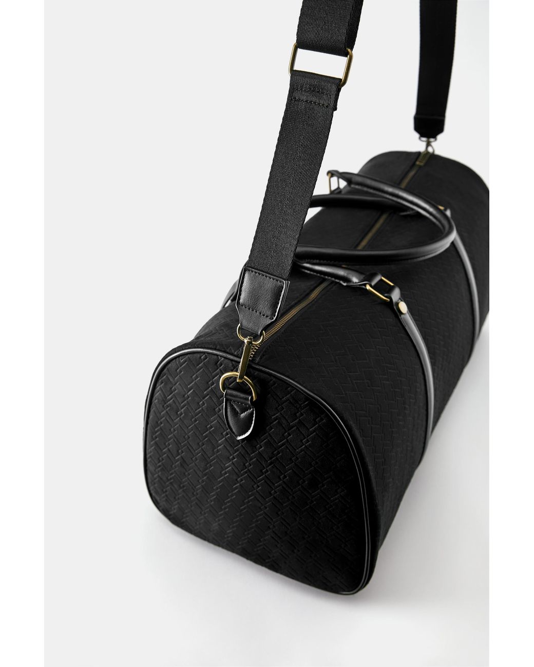 Pull&Bear Black Embossed Bowling Bag With Embellishment for men