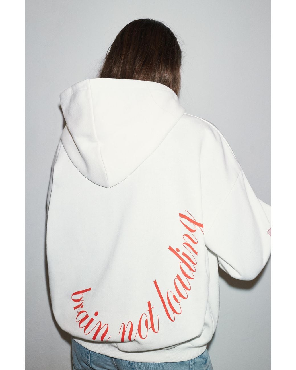 Pull&Bear White Text Hoodie