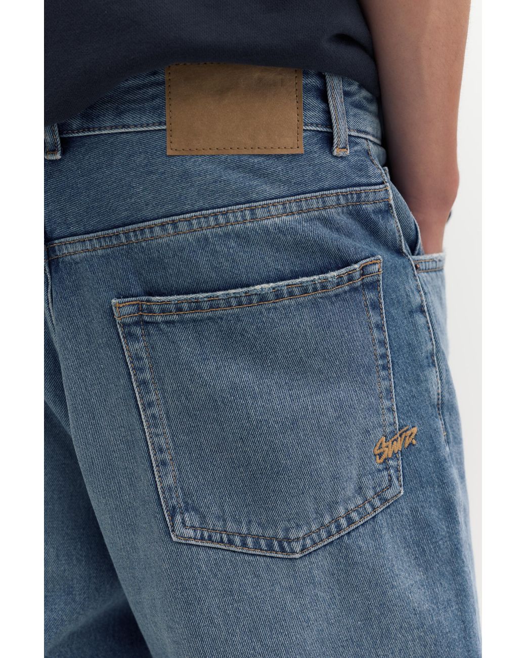 Pull&Bear Blue Baggy Denim Bermuda Shorts for men