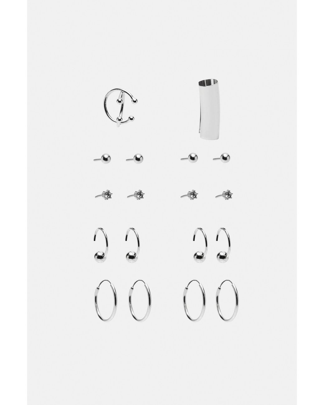 Pull&Bear White 18Er-Pack Ohrringe