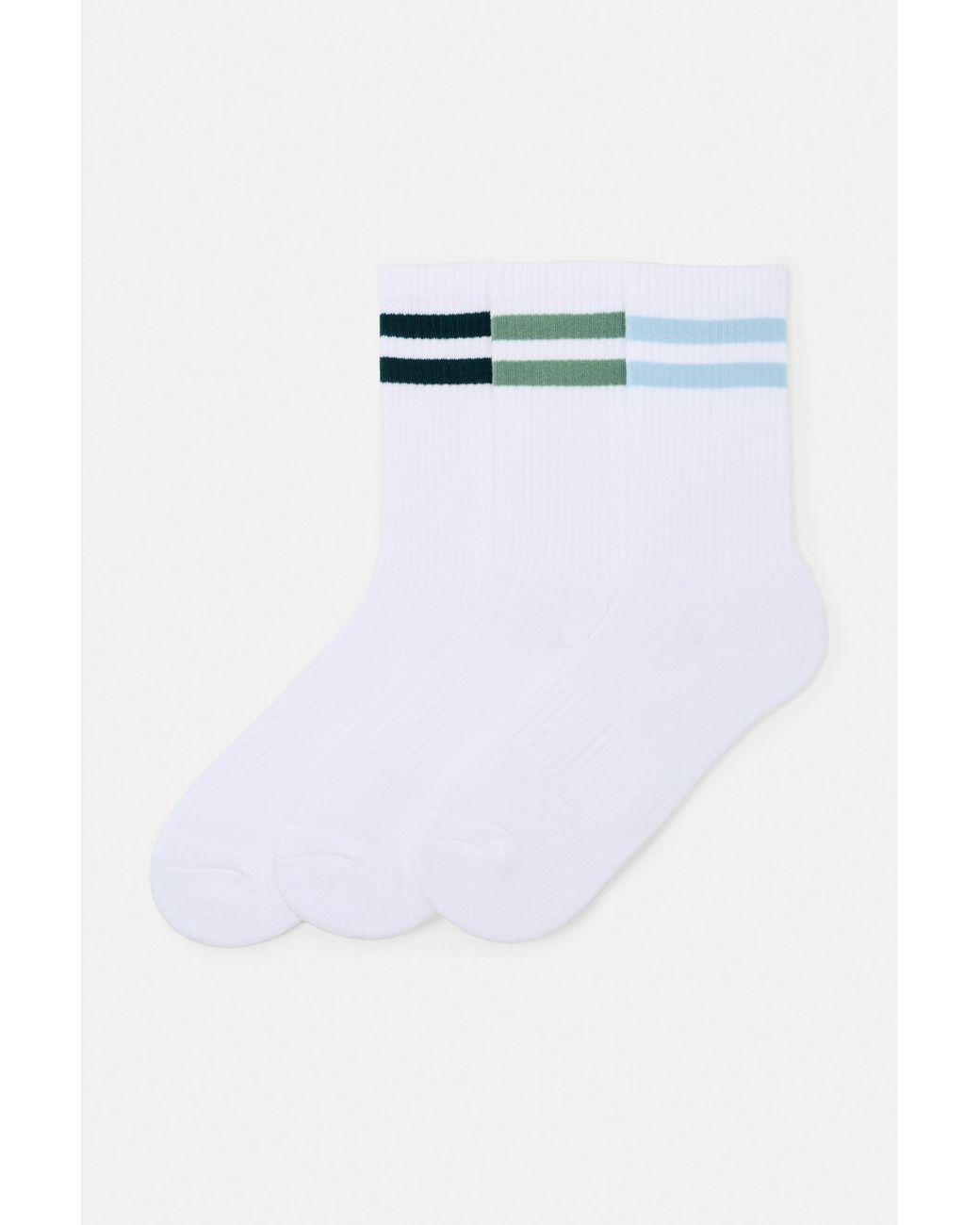 Pull&Bear White Striped Sports Socks for men