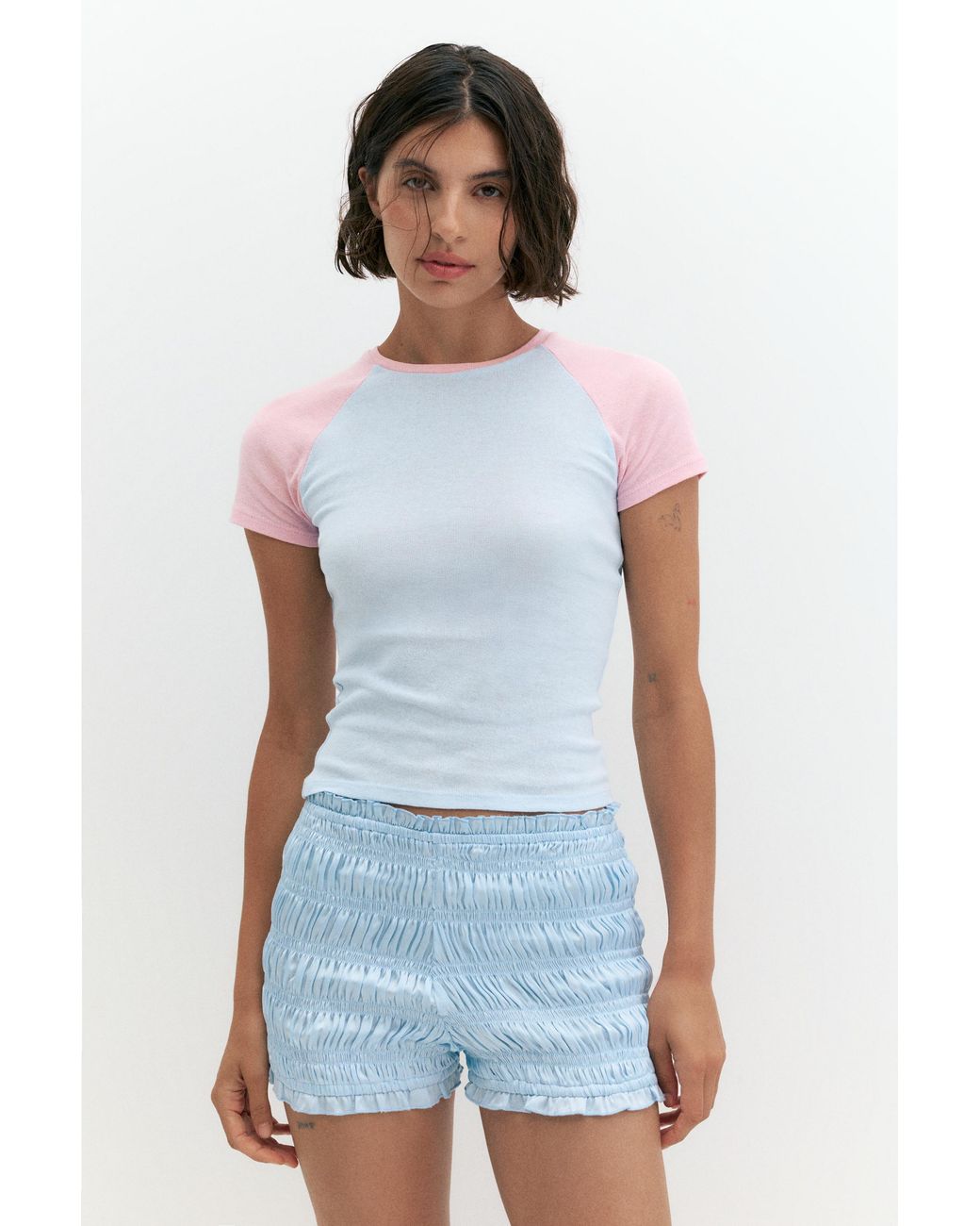 T-Shirt Raglan Contrasté Pull&Bear en coloris Multicolor