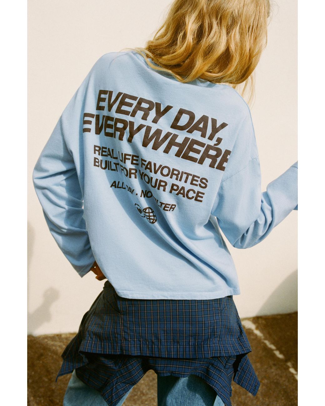 Pull&Bear Blue Oversize Graphic T-Shirt