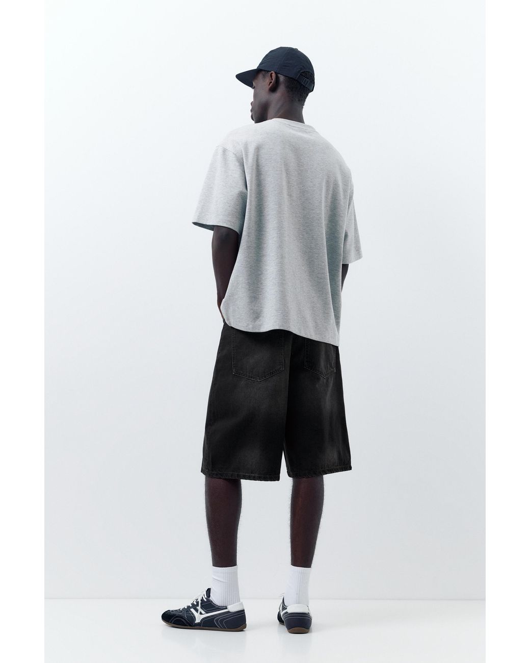 Pull&Bear Gray Skater Denim Bermuda Shorts for men