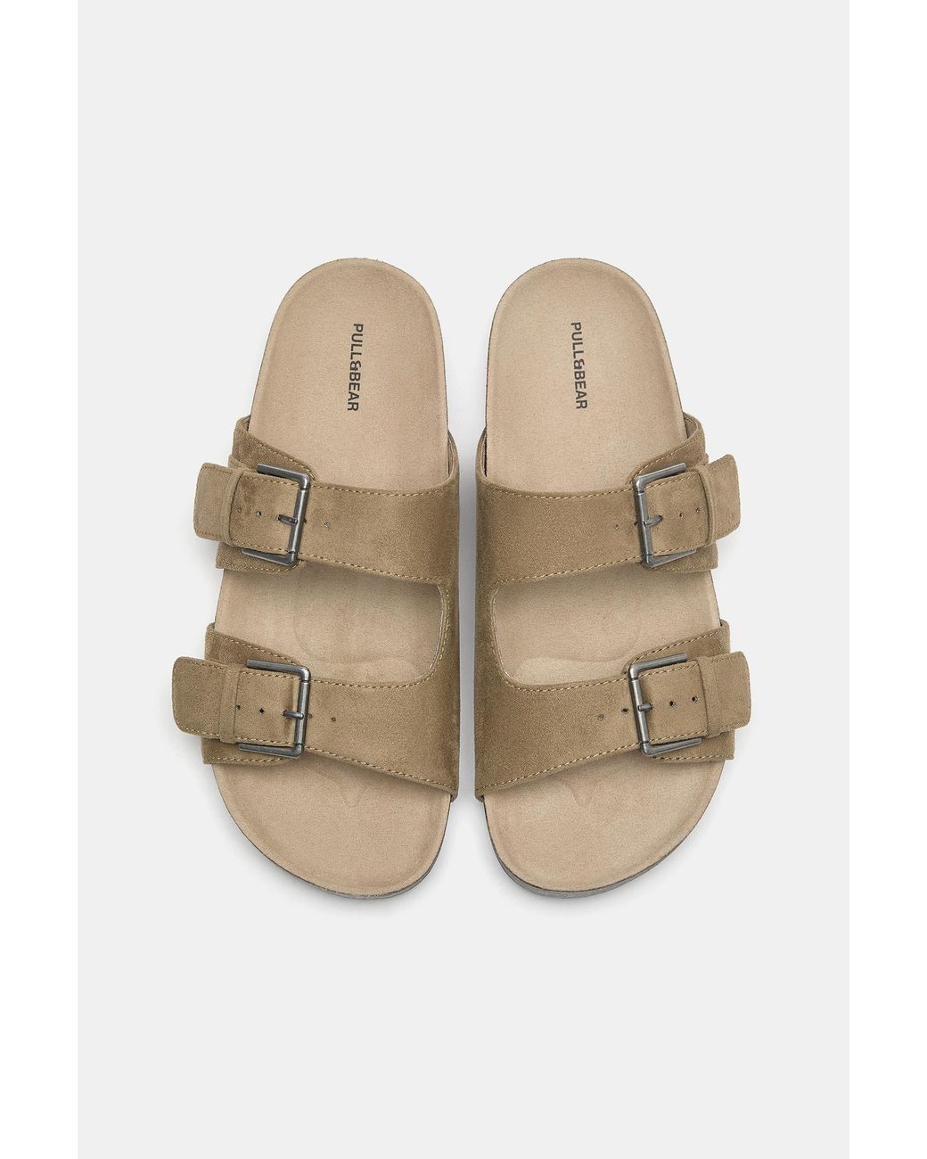 Pull&Bear Natural Buckled Sandals for men