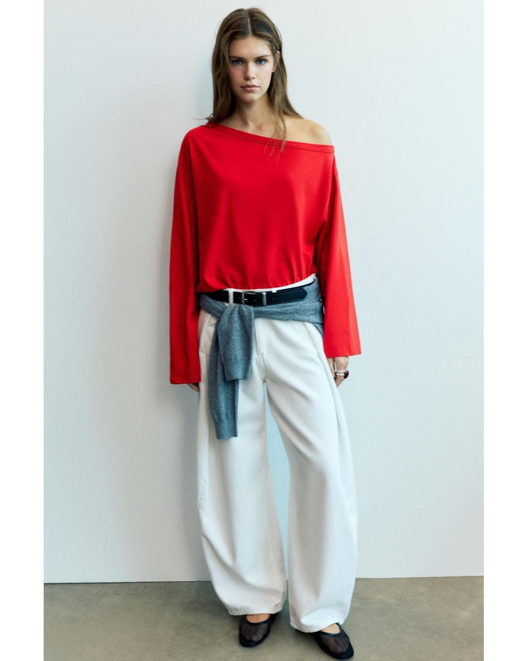 Pull&Bear Red Asymmetric Oversize T-Shirt