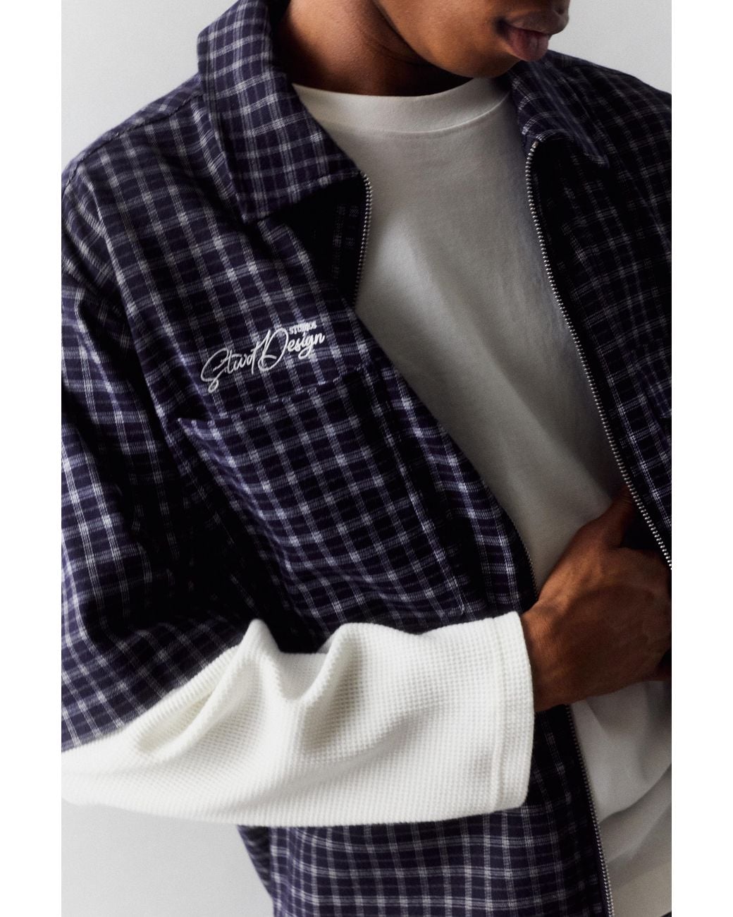 Pull&Bear Hemd Mit Karomuster Und Doppelten Ärmeln in Blue für Herren